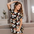 thumbnail image 3 of Lsque Cute Dog Panda Pattern Nightgowns for Women Sleep Shirts Short Sleeve Nightshirt Pullover Nightdress Soft Sleepwear Relaxed Fit Nightdress, 3 of 6