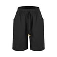 thumbnail image 4 of QIJUNTUO Women's Drawstring Waist Casual Solid Shorts Summer Breathable Shorts With Deep Side Pockets Perfect For Daily Wear And Lounge Black, 4 of 8