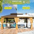 thumbnail image 4 of Erommy Outdoor Hardtop Gazebo with Galvanized Steel Double Roof & Aluminum Frame, Outdoor pergola with Premium Curtains and Nettings 12' x 18' - Wood, 4 of 8