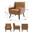 thumbnail image 3 of DREAMSIDEA Faux Leather Accent Chairs Set of 2 for Living Room Morden Upholstered Armchair Brown Bedroom Chairs, 3 of 7