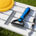thumbnail image 6 of Dog Grooming Brush,Double Coat Dog Brush,Pet Grooming Brush with Steel Comb,Double Sided Dematting Undercoat Rake for Dogs and Cats, Extra Wide Pet Brush(Blue 7IN), 6 of 7