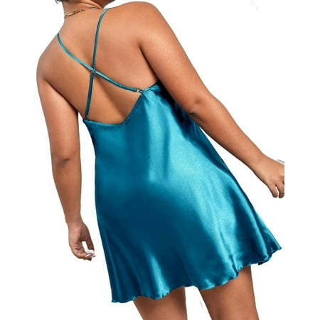 

Sexy Spaghetti Strap Slip Dress Sleeveless Teal Blue Plus Size Nightgowns & Sleepshirts (Women s)