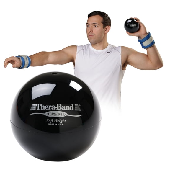 THERABAND Soft Weight 6.6 Lb, 4.5" Ball-Shaped Isotonic Exercise Balls for Physical Therapy, Weighted Ball Set for Pilates, Shoulder Strength & Rehab, Color-Coded, Portable & Easy to Grip