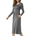 thumbnail image 3 of Vestido de mujer con cuello redondo hasta la rodilla, vestido de manga larga, vestido ajustado de manga larga, vestido plisado de manga larga, durabilidad prolongada, 3 of 5