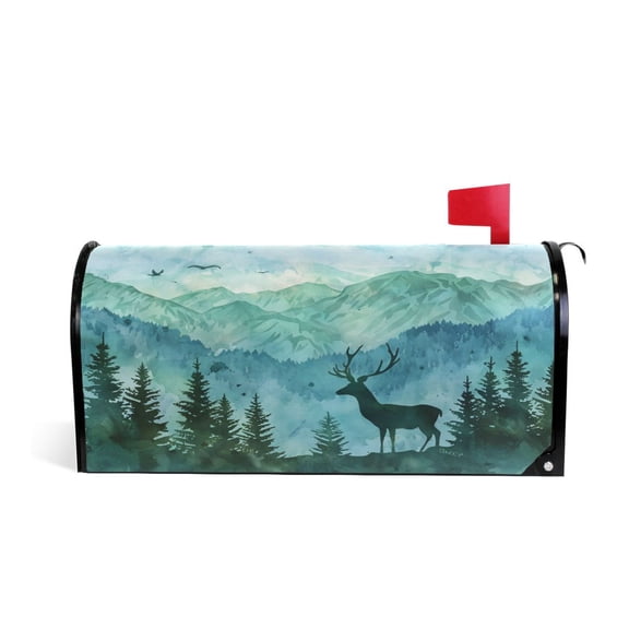 Mailbox Covers Magnetic Large Size Post Box Cover Wrap Outside Waterproof Home Yard Garden Decor Deer in Forests 25.5x21