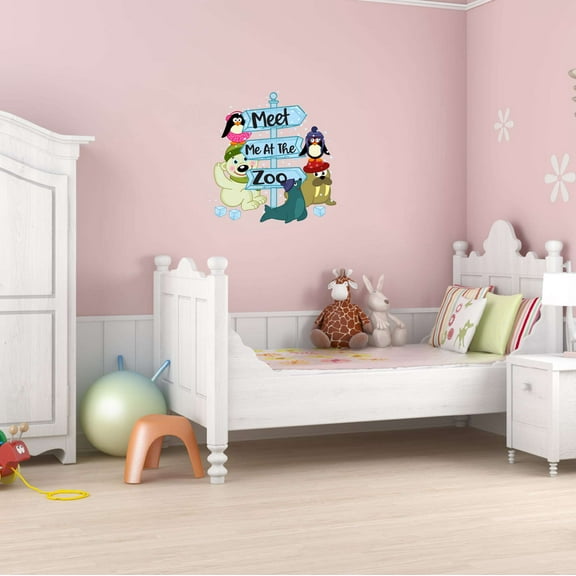 Meet Me At the Zoo Zoo Africa Zebra Lion Safari Jungle Endangered Species Hippo Alligator Giraffe Tiger Wilderness Holiday Gift Ideas Bedroom Wall Decal Sticker - Size: 20 In X 20 In