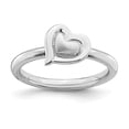 thumbnail image 1 of Sterling Silver Stackable Expressions Rhodium Plated Heart Ring Size 8, 1 of 5