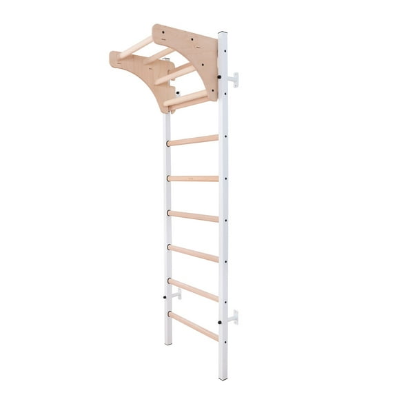 BenchK 211 White Wallbars with fixed steel 6-grip pull-up bar