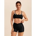 thumbnail image 2 of PISONIC Workout Sets for Women 2 Piece Twist Back Layered Sports Bra Mini Shorts Yoga Pilates Outfits Active Wear, 2 of 6
