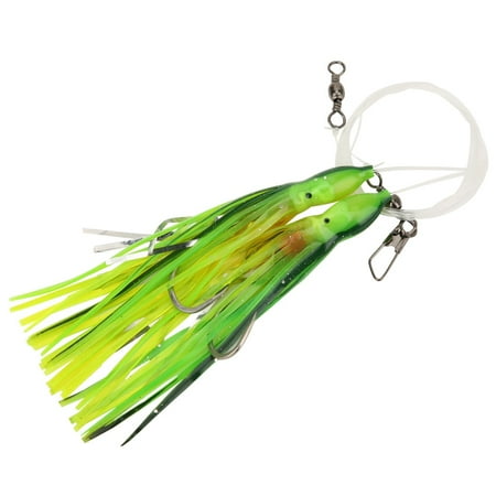 2-Pack PVC Fish Lure - Octopus Squid Beard Soft Bait with Sharp Barb Hook Fishing Tackle