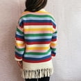 thumbnail image 5 of Itsame Women Pullover Sweaters Loose Crew Neck Sweater Long Sleeve Stripe Stripe Sweatertop Multicolor Size L, 5 of 6