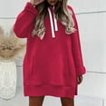 thumbnail image 5 of Women's Drop Shoulder Solid Color Hooded Sweatshirt with Side Pockets and Side Slits, Soft Breathable Long Sleeve Casual Pullover for Winter, Daily Wear and Street Fashion Red XXXXXL, 5 of 7