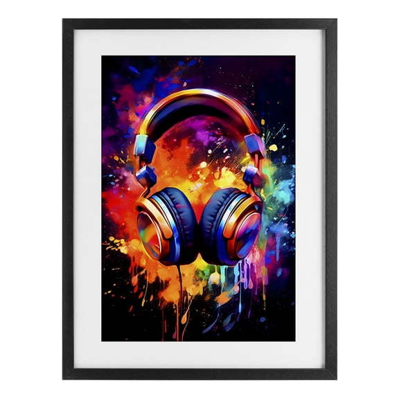 Stupell Industries Modern Musical Color Pop Splash Black Framed Print Under Glass, 14 x 20, by Creative Studio