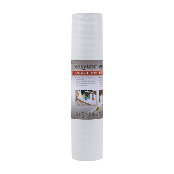 Duck Smooth Top Easy Liner 20 In. x 24 Ft. Shelf Liner, White