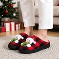 thumbnail image 5 of BERANMEY Christmas Slippers for Women and Men Black Red Plaid Santa Claus Pattern House Slippers with Plush Lining & Thick Sole Festive His & Hers Indoor Home Shoes, 5 of 8