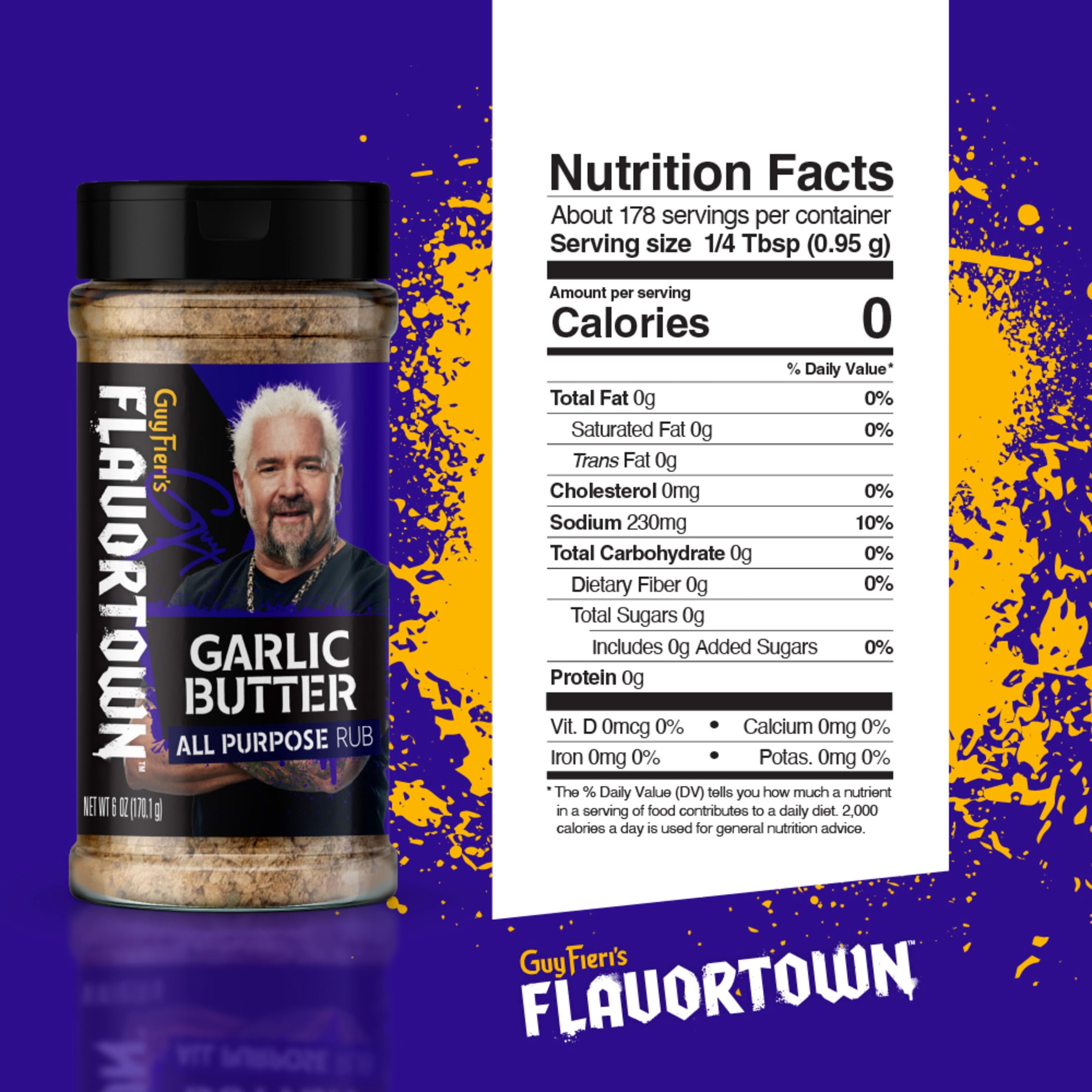 (3 pack) Flavortown All Purpose Garlic Butter Rub 6 oz