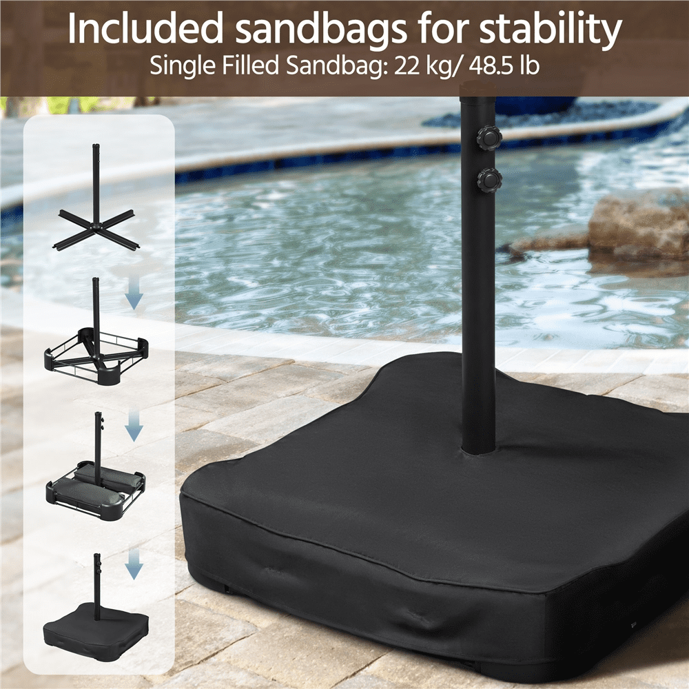 Renwick 15 FT Twin Patio Parasol with Crank Lift, Brown