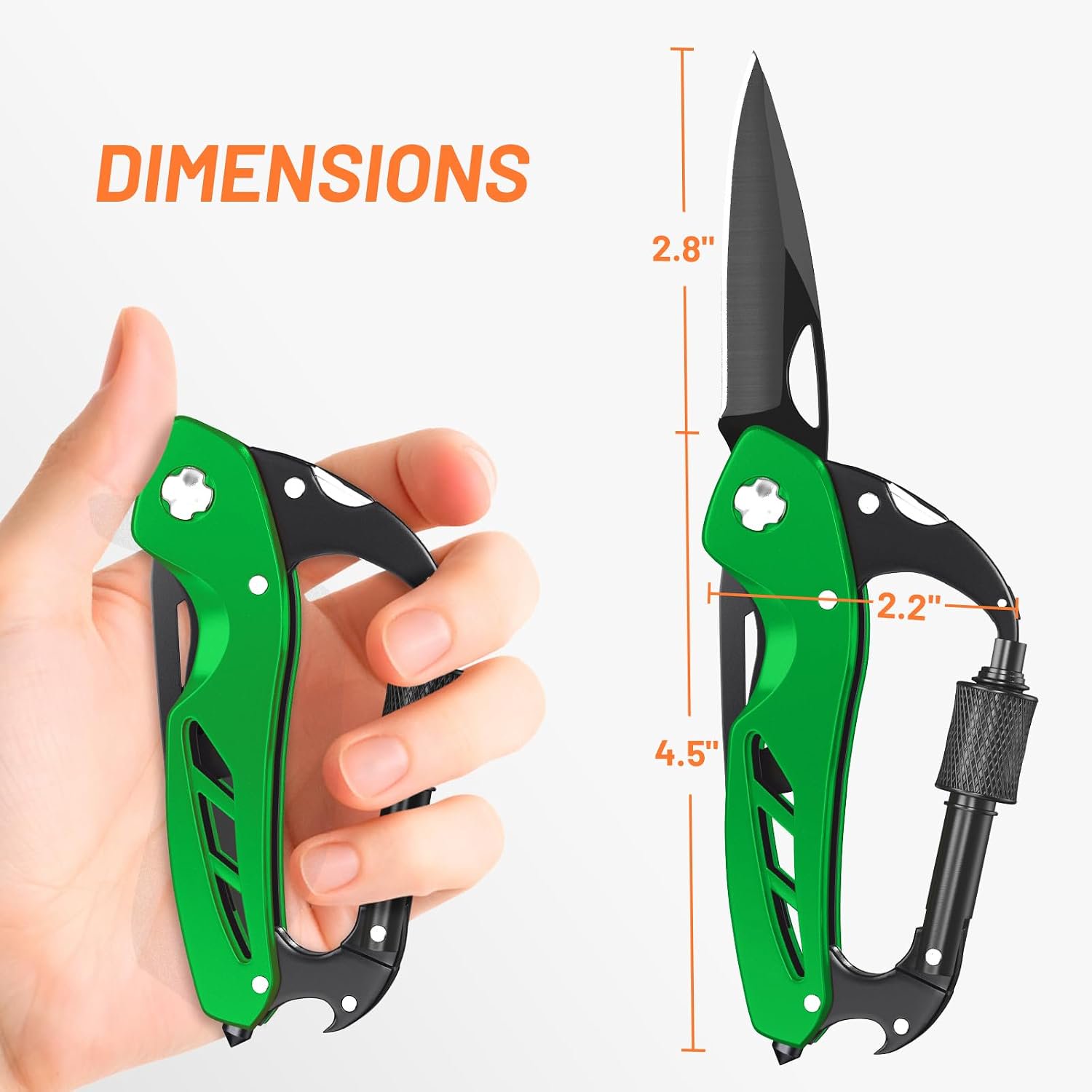LABAKUI-9 in1 Multitool Carabiner with Pocket Knife Stocking Stuffers Gifts for Men EDC Carabiners with Folding Knives Bottle Opener Window Breaker and Screwdriver Survival Gear for Camping Hikin
