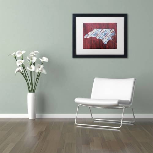 Trademark Fine Art 'North Carolina License Plate Map' Canvas Art by Design Turnpike, White Matte, Black Frame