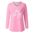 thumbnail image 4 of KIHOUT - Blusas casuales para mujer, liquidación 2024, moda clásica, estampado de letras, cuello en V, blusas básicas holgadas, camisetas de manga larga, blusas tipo túnica para otoño, 4 of 4