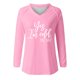 thumbnail image 4 of KIHOUT - Blusas casuales para mujer, liquidación 2024, moda clásica, estampado de letras, cuello en V, blusas básicas holgadas, camisetas de manga larga, blusas tipo túnica para otoño, 4 of 4