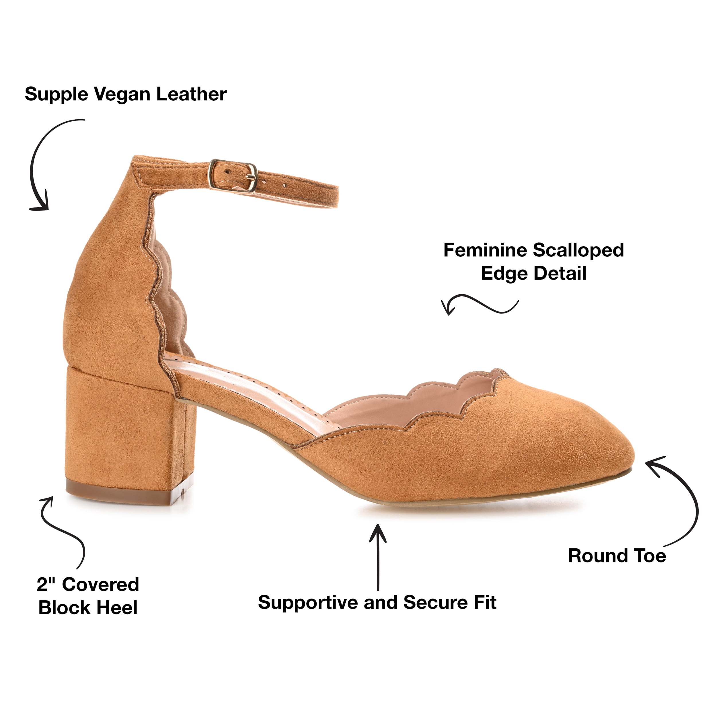 Journee Womens Edna Round Toe Low Block Heel Pumps, Widths Available