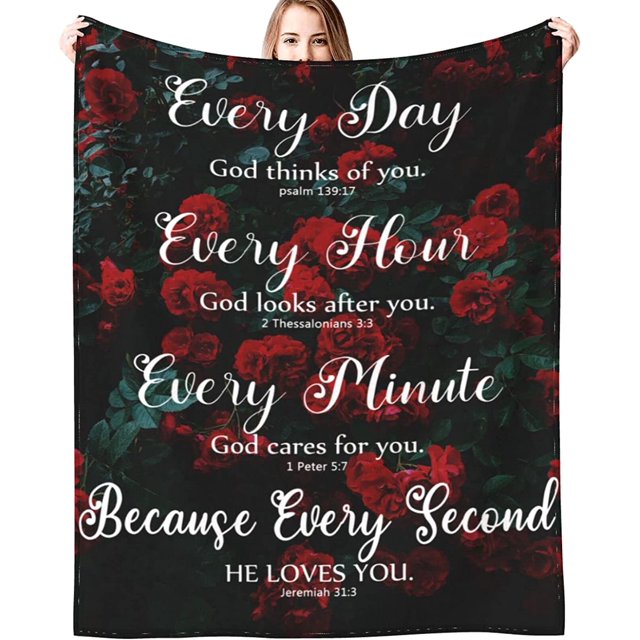 LHSHID Bible Verse Blanket Flannel Soft and Comfortable Anti static Bed Sofa Blanket 50x60in