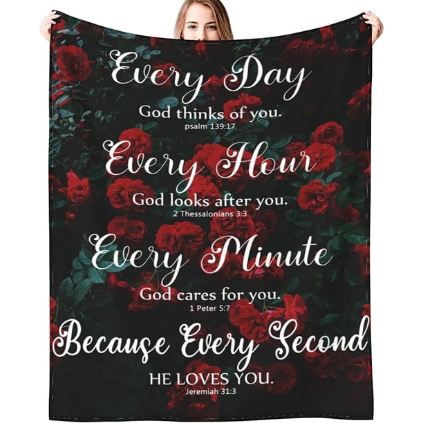 LHSHID Bible Verse Blanket Flannel Soft and Comfortable Anti static Bed Sofa Blanket 60x80in
