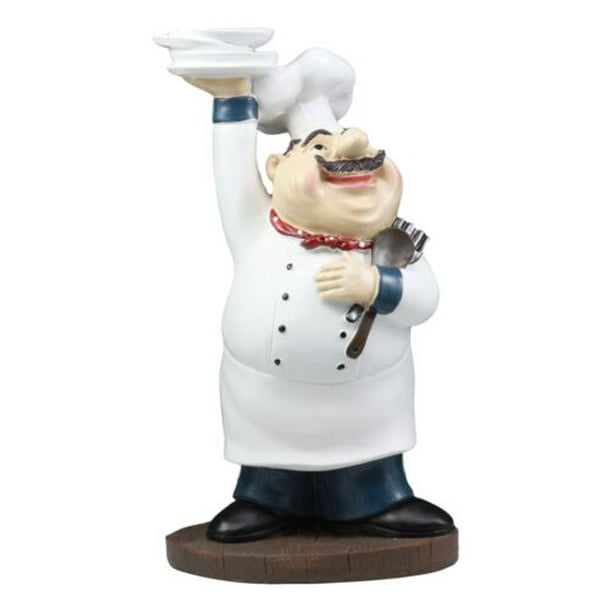 Ebros Master Chef Rubio Italian Bistro Holding Plates Utensils Kitchen Decor Figurine Statue Walmart Com