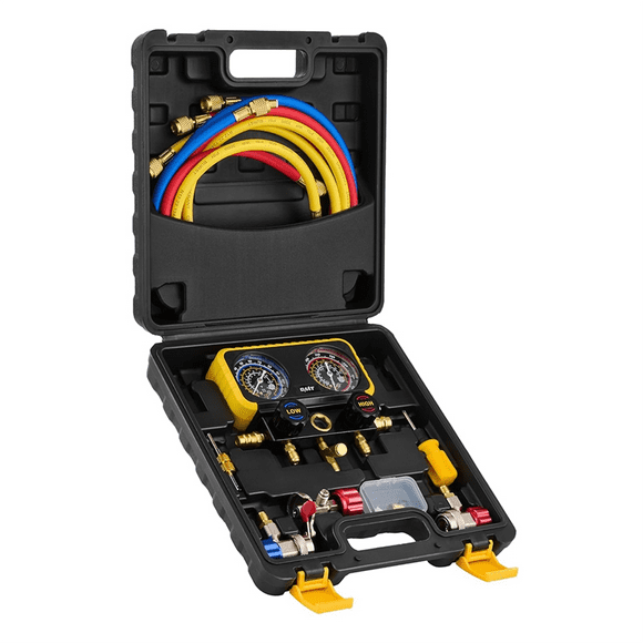 AC Manifold Gauge Set for R134a R12 R22 R502 Refrigerants, Automotive AC Gauge Set, Precision Refrigerant Gauge Kit
