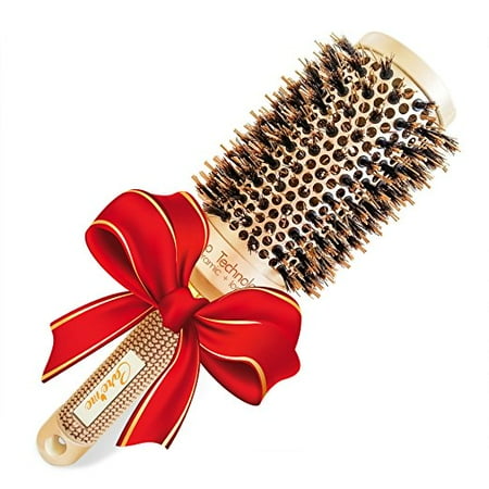 Boar Bristle Round Hair Brush (1.7 inch) for Blow Dry - Professional Salon Quality Hair Styling Tool for Naturally Silky, Shiny, Smooth & Bouncy (Best Boar Bristle Brush For Thick Curly Hair)