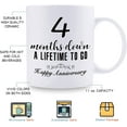 thumbnail image 5 of 4 Month Anniversary Mugs for Girlfriend Boyfriend - Four Month Anniversary Mug for Him Her Couple Lovers - 4 Months Down A Lifetime To Go Happy Anniversary Mug - 11 oz Coffee Mug, 5 of 7