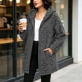 thumbnail image 6 of Atogsazn Women's Sherpa Full Zip Jacket Casual Fleece Long Sleeve Hooded Coat Winter Warm Jacquard Tops Dark Gray XXL Fashion, 6 of 9