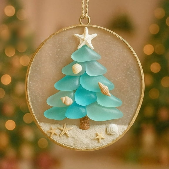 Jesus’ Birth Christmas Ornament Coastal Sea Glass Nativity Ornament