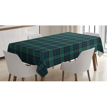 

Tartan Tablecloth Traditional Quilt Design Scottish Folklore Elements Plaid Pattern Rectangular Table Cover for Dining Room Kitchen 60 X 84 Dark Green Black Dark Blue by Ambesonne