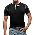 thumbnail image 2 of CHGBMOK Mens Short Sleeve Henley Shirt Breathable Lightweight Casual T-Shirts Summer Solid Slim Fit Top, 2 of 6