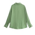 thumbnail image 4 of Scyoekwg Long Sleeve Tops for Women Lapel Button Business Casual Dress Shirts Fall Tops Trendy Solid Color Lightweight Dressy Casual Blouses Pullover (Mint Green,S), 4 of 6
