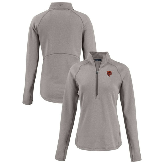 Women's Cutter & Buck Heather Gray Chicago Bears Peshastin Eco Fleece Recycled Tri-Blend Raglan Half-Zip Jacket