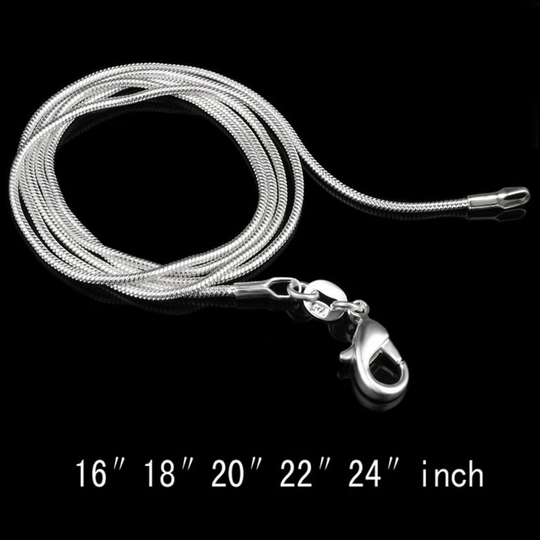 Authentic 925 Sterling Silver 8 Sided Snake Chain Necklaces 1MM