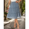 thumbnail image 3 of DARING DIVA Women's Midi Elastic A-Line Ruffle Flowy Skirts Small Blue, 3 of 8