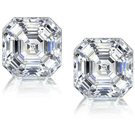 Asscher Silver Earrings - Asscher-Cut CZ Sterling Silver Stud Earrings