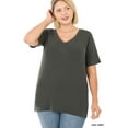 thumbnail image 3 of Zenana Women & Plus Relaxed Fit V-Neck Short Sleeve Basic Jersey T-Shirt Tops, 3 of 5