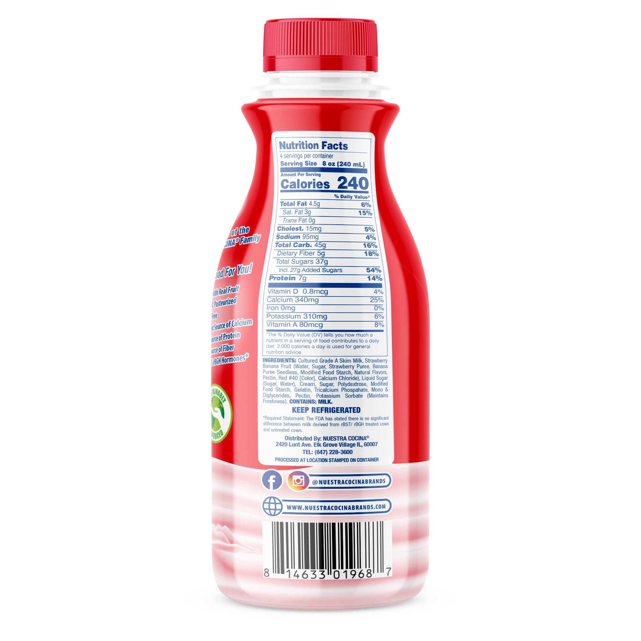 Nuestra Cocina Yogurt Smoothie Strawberry/Banana 32 oz