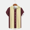 thumbnail image 2 of VSSSJ Men's Casual Short Sleeve Shirt Loose Fit Button Down Color Block Comfy Trendy Shirt Vacation Summer Beach Hawaiian Shirts Wine XXXL, 2 of 5
