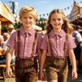 thumbnail image 2 of Boys Button Down Shirts Checked Short Sleeve Collared Shirt With Print Comfortable Classic Boys Daily Wear Casual Tops, 2 of 6