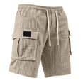 thumbnail image 4 of XDZJLR Big And Tall Mens Shorts Cargo Summer Casual Solid Waffle Knit Shorts Lightweight Breathable Shorts With Pockets And Drawstring Hiking Shorts Khaki L, 4 of 4