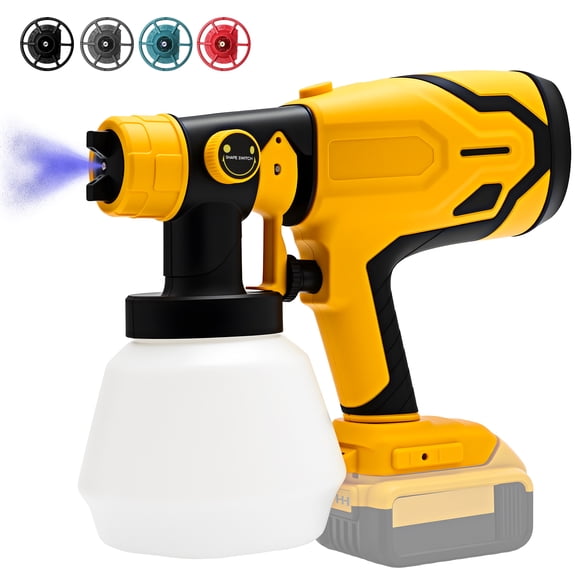 Cordless Paint Sprayer for Dewalt 20V MAX Battery, Spray Gun with Cleaning & Blowing Joints, 4 Nozzles and 3 Patterns, Easy to Clean, for Furniture, Cabinets, Fence, Walls, Door, Garden Chairs