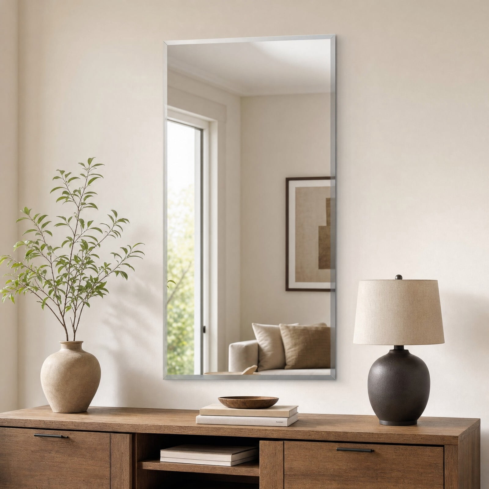 Easy4Home 30"x60" Frameless Rectangular Bathroom Mirror Beveled Vanity Wall Mirror