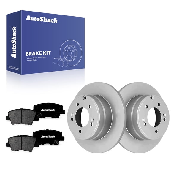 AutoShack Rear Brake Rotors & Premium Pads for Hyundai & Kia, Sonata 2011-2015 Optima 2011-2016 Azera 2012-2017, FWD L4 2.0L 2.4L V6 3.3L - Coated - ArmorStop - 11.18" (284 mm), 5-Lug