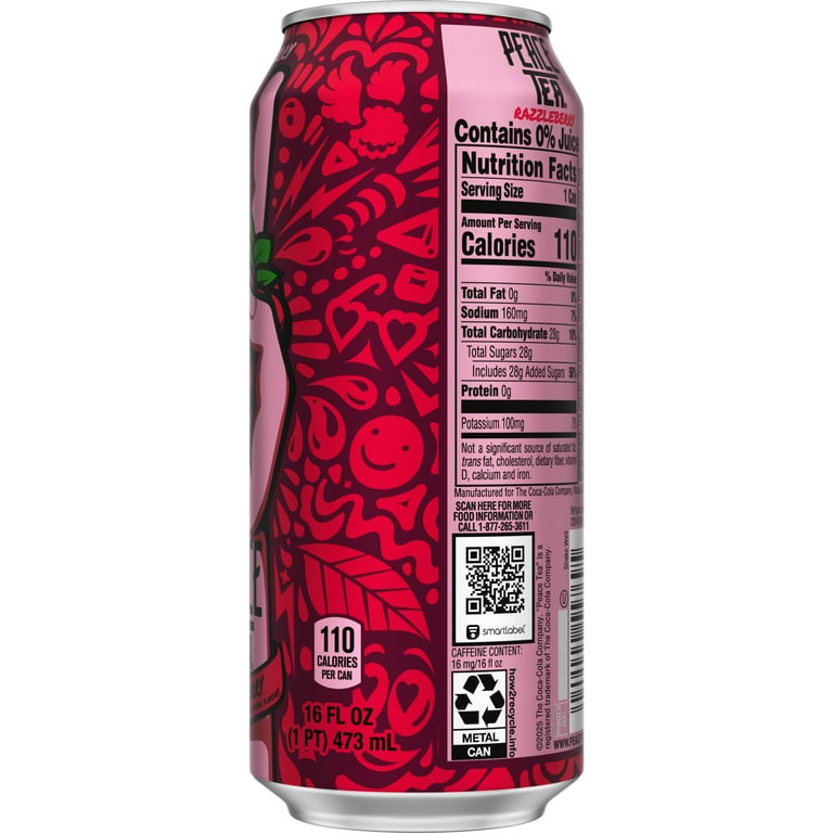 Peace Tea Razzleberry Canned Iced Tea 16 fl oz Fruit-Forward Black